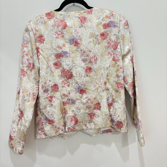 Vintage Talbots Jessica McClintock Floral Lace Jacket 14 Pearl Jacquard Lace 80s - Picture 7 of 13